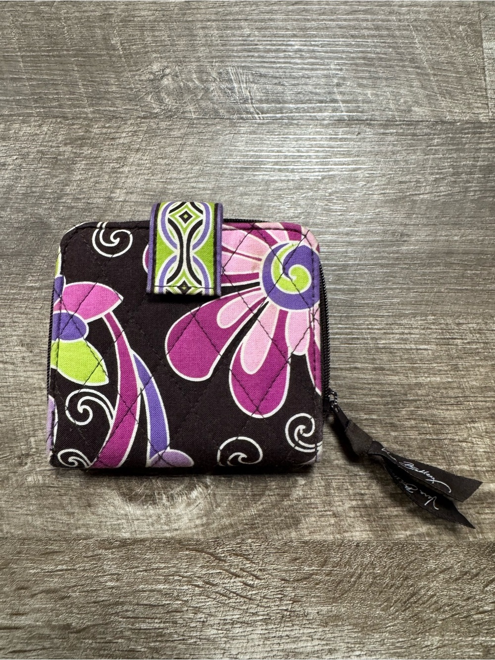 Vera Bradley Mini Zip Wallet in Retired Purple Punch Pattern